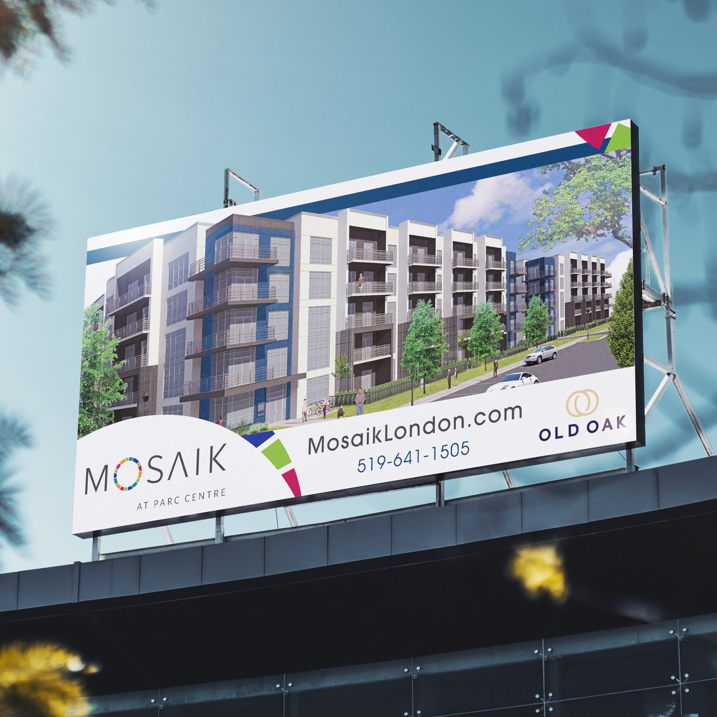 Old Oak billboard showing the apartment buildings,