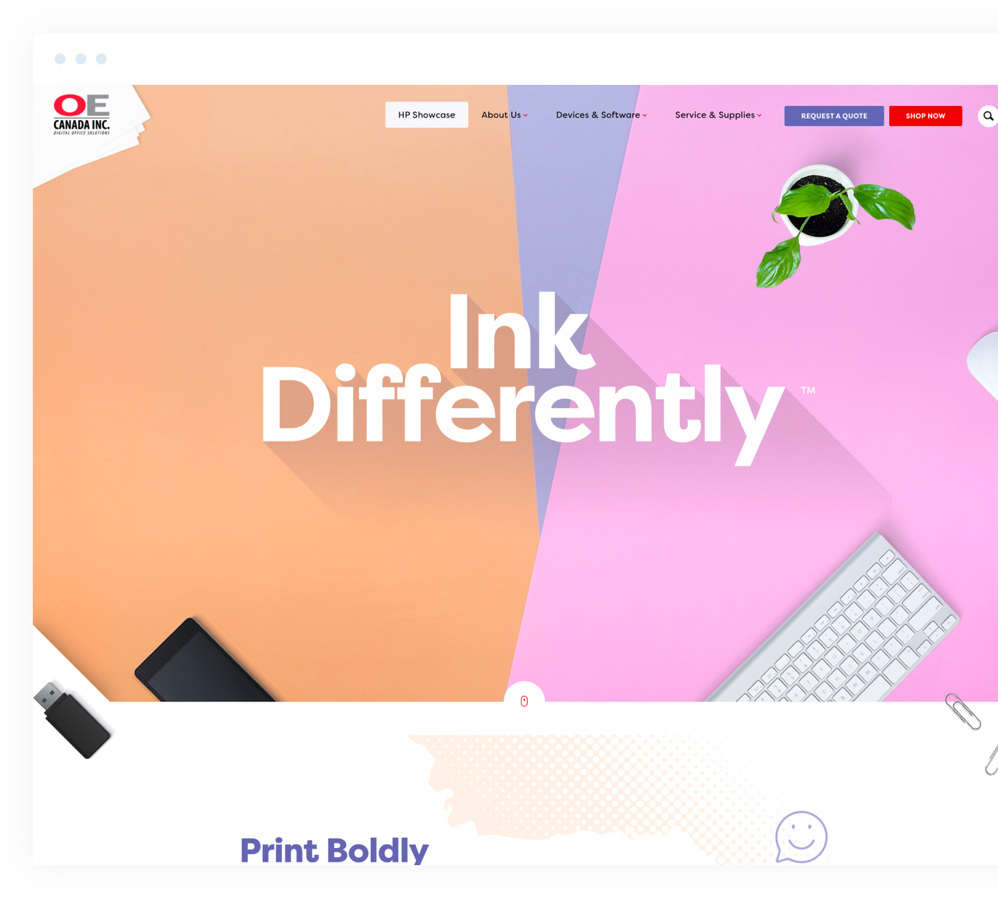 Ink differently home page loaded on a desktop browser