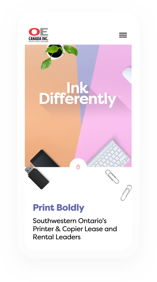 Ink Differently website loaded on a mobile browser