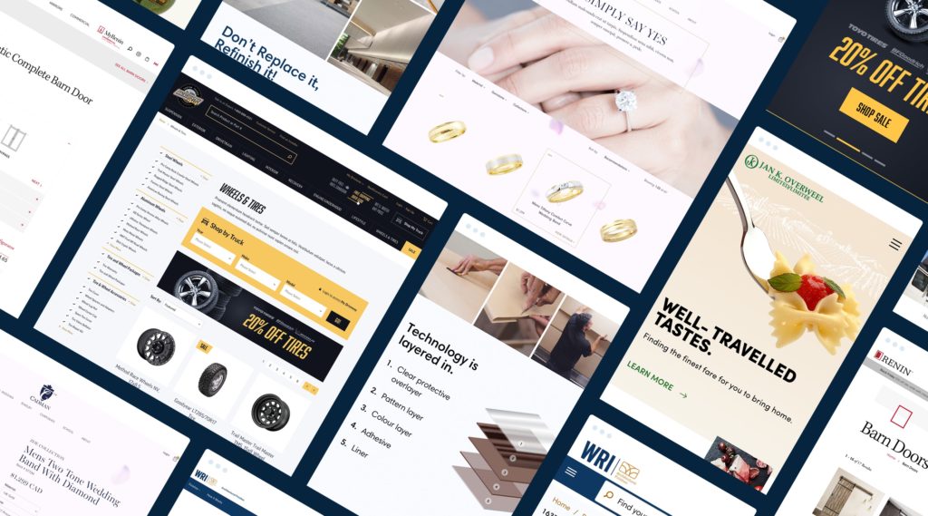 Collage showing websites that tbk has built
