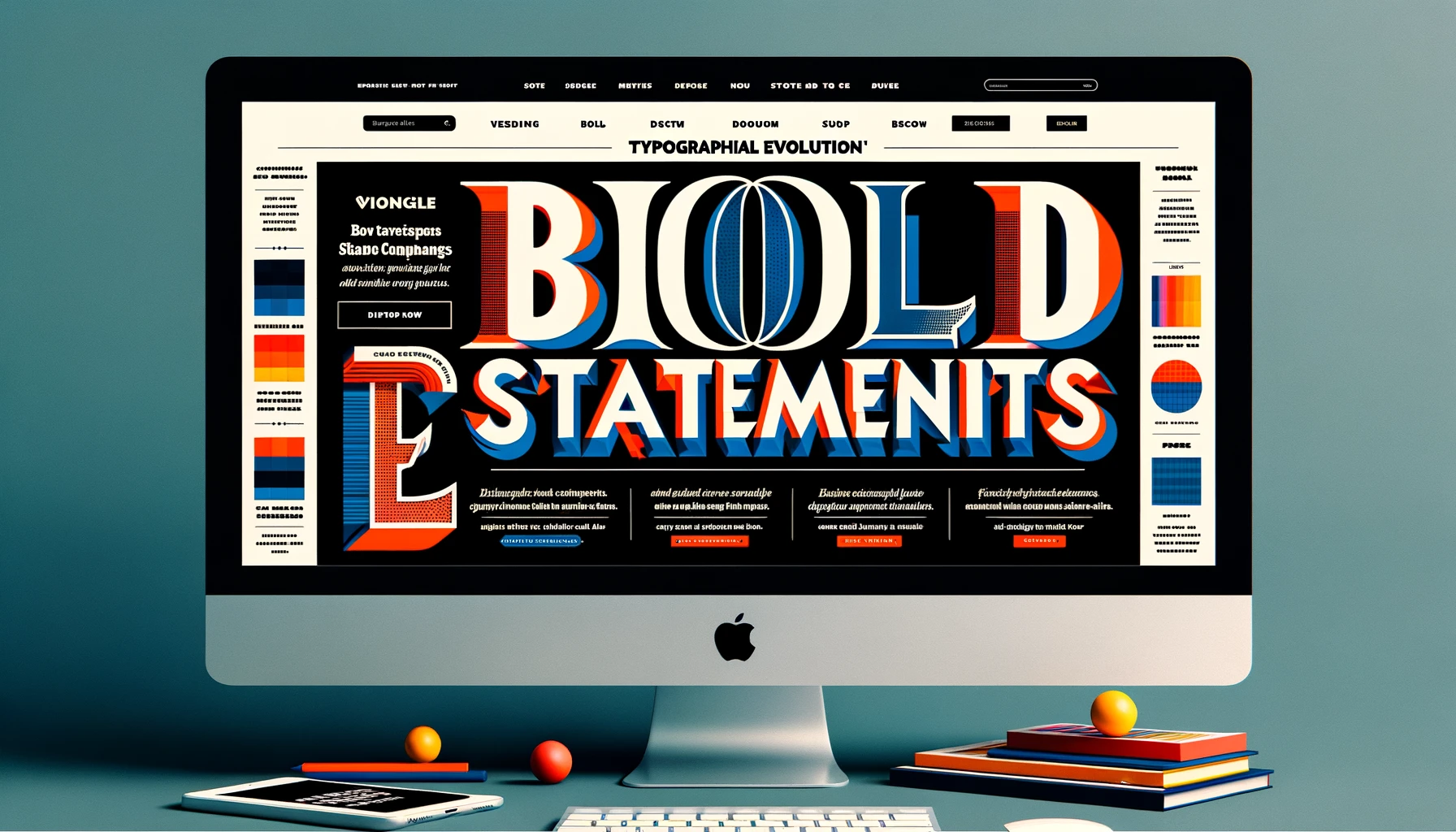 An image showing that web design is moving towards a more bold, statement making choice, when it comes to fonts and typography.